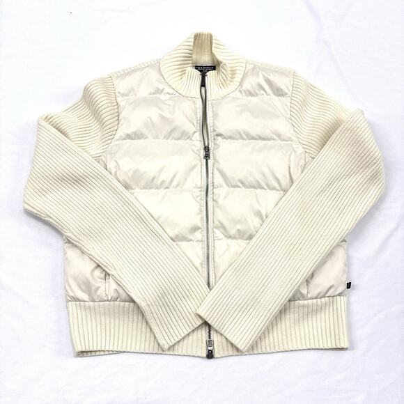 Polo Jeans Co Ralph Lauren Jacket Women White XL Knit Down Puffer Sweater Hybrid - Picture 1 of 11